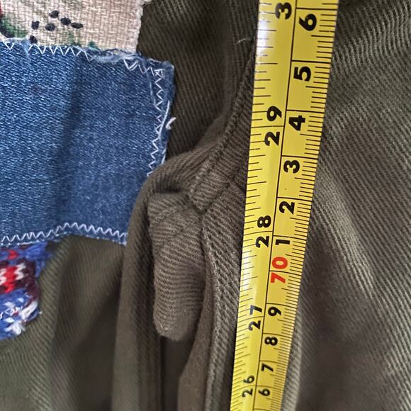 TNA Aritzia Green Straight Leg Cargo Patchwork Pants High Rise Reworked Women 0 - Picture 11 of 12